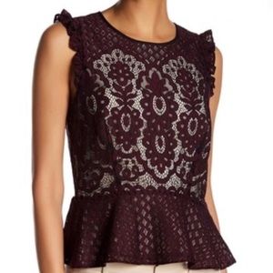 PARKER | Lace Peplum Top | Sz L